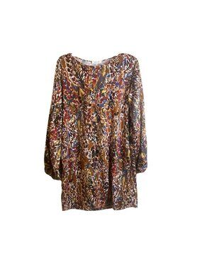 Beeson River Womens Maroon Floral Long Sleeve Boho Women’s Knit Dress Size Large